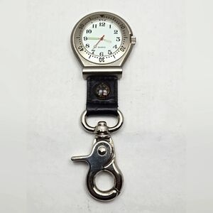 Croton Wilderness Clip On Compass Watch Silver Tone Leather Pocket New Battery